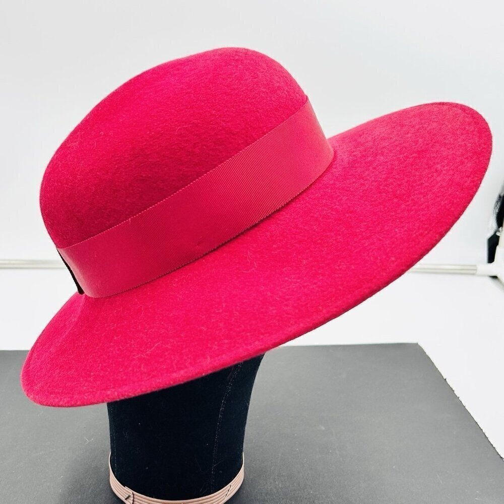 Burberrys' London Vintage Derby Fedora Hat Sz M Berry Red Wool Felt England